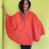 Poncho-cape "Sweet" corail / bleu-jeans